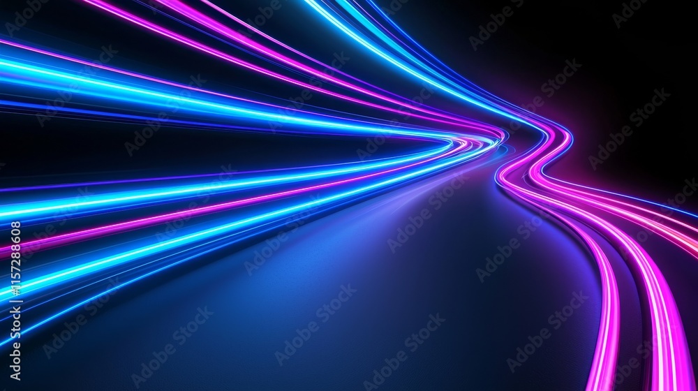 Poster a dynamic technology concept with an abstract tunnel and starburst background, emphasizing the speed