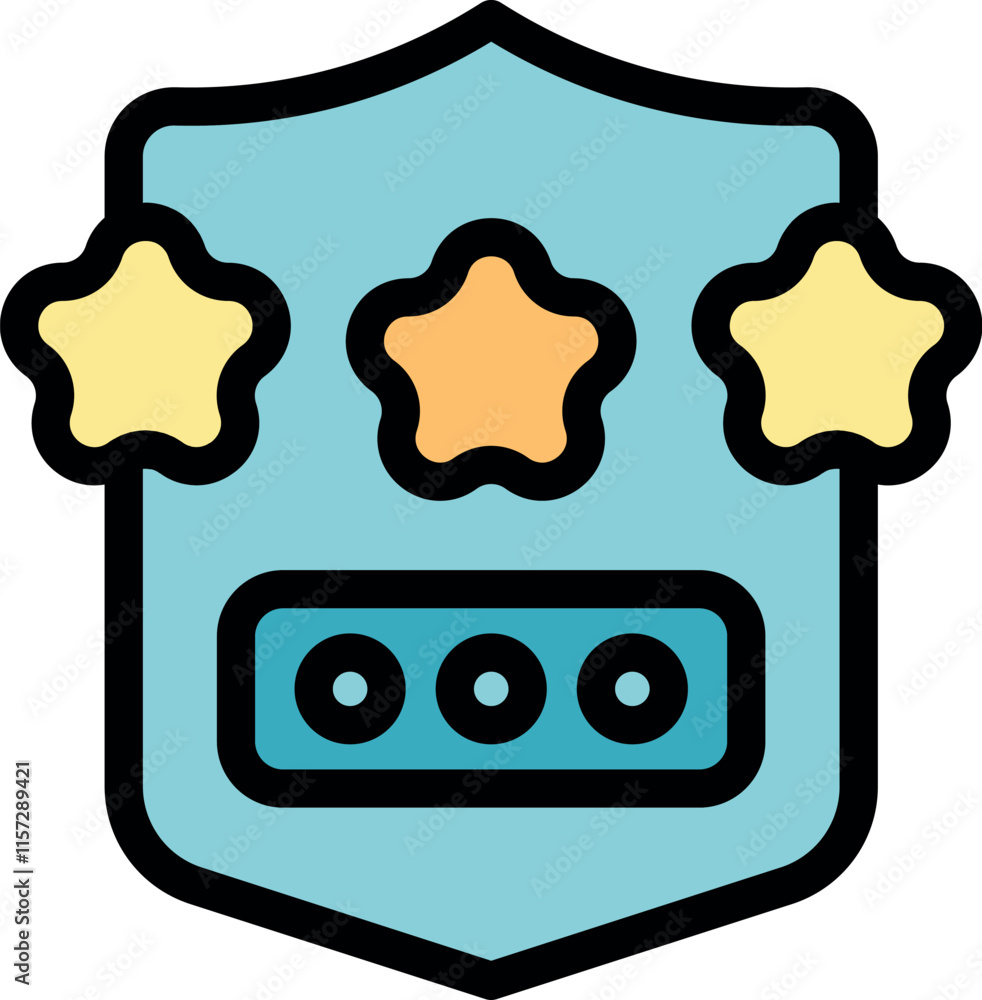 Poster secure password protected data with rating stars displayed on a shield, symbolizing online safety an
