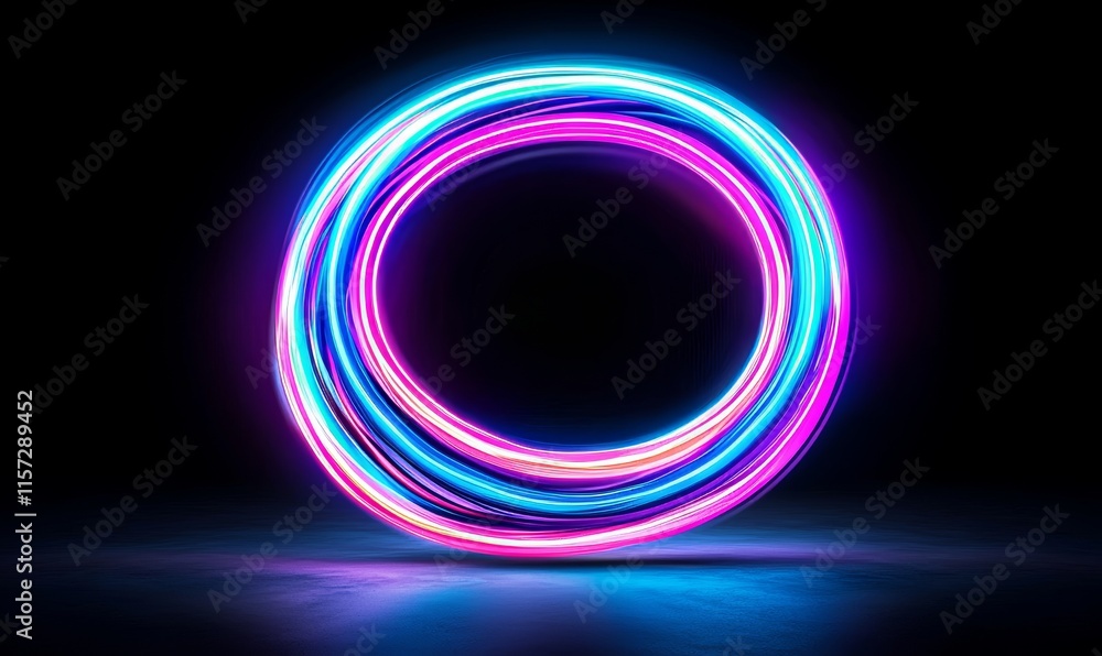 Wall mural a glow and swirl light effect, accompanied by a circular lens flare and abstract rotating lines on a