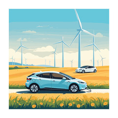 Electric car charging concept vector illustration