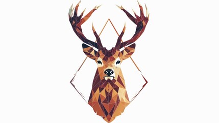 Geometric Deer Tattoo Art Emblem in Polygons with 3D Style