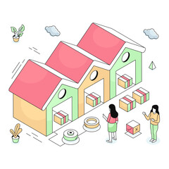 Isometric design illustration of warehouse