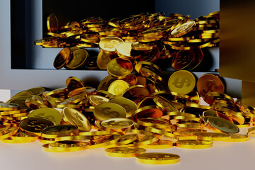 A pile of gold coins with the dollar