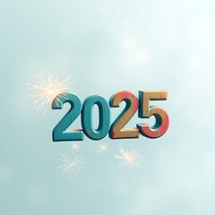 2025 happy new year typography logo design concept