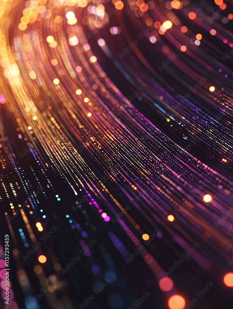 Poster colorful abstract lines create a mesmerizing digital landscape with radiant lights in a dynamic disp