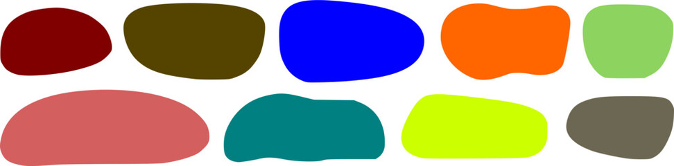 Hand drawn organic rectangle frames. Abstract doodle liquid shapes. Organic free flat blobs. Irregular fluid bubbles. Empty text box. Vector illustration isolated on white background.