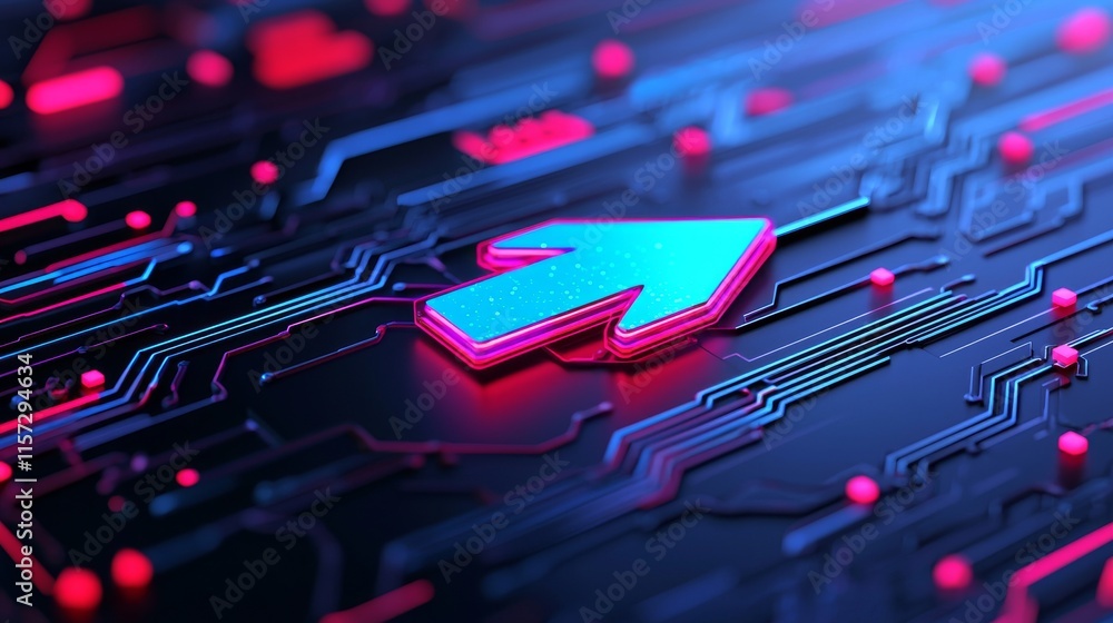 Poster a modern, abstract backdrop featuring futuristic neon rays, a digital glitter texture, and a diagona