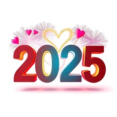 2025 happy new year typography logo design concept