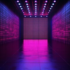Futuristic LED Display Wall with Neon Lights