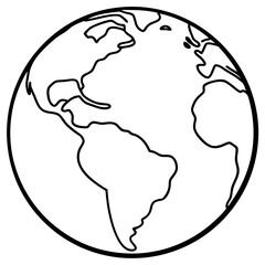 Earth Globe Line Art Vector Illustration