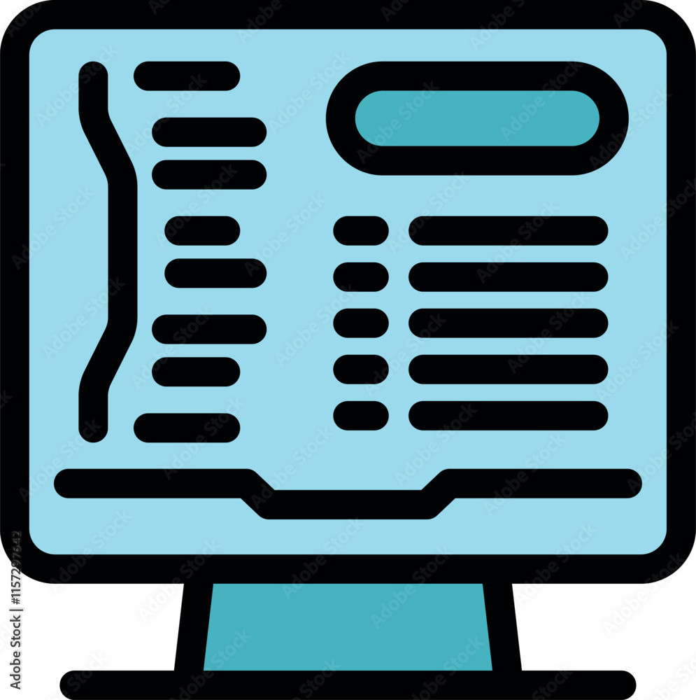 Poster futuristic software interface displayed on a computer monitor, showcasing code, data, and advanced t