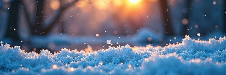 Fototapeta premium Icy droplets suspended in air as a cold breeze blows by, liquid, air