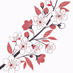 A digital vector featuring a horizontal border design with white, pink, and red flowers, perfect for decorative projects, invitations, and greeting cards.