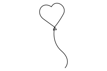Elegant continuous one line drawing of a heart shaped balloon a minimalist vector illustration