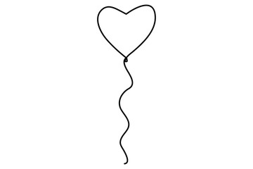 Elegant continuous one line drawing of a heart shaped balloon a minimalist vector illustration
