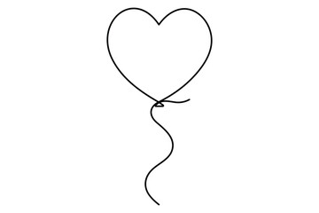 Elegant continuous one line drawing of a heart shaped balloon a minimalist vector illustration
