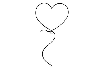 Elegant continuous one line drawing of a heart shaped balloon a minimalist vector illustration