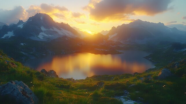 Golden Hour Mountain Lake