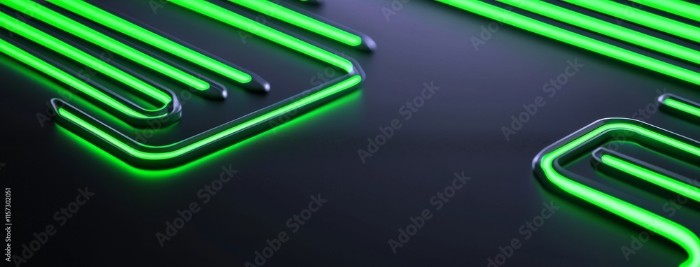 Poster a dark black and green background is brightened by a gradient, forming a surface with a metallic tex