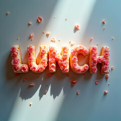 Concept alimentaire texte lunch fleuri