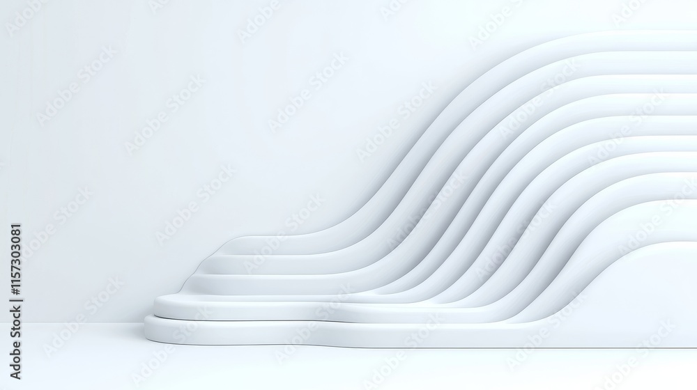 Poster A 4K image featuring light gray, curved lines on a white background, creating a rippled effect with ample copy space.
