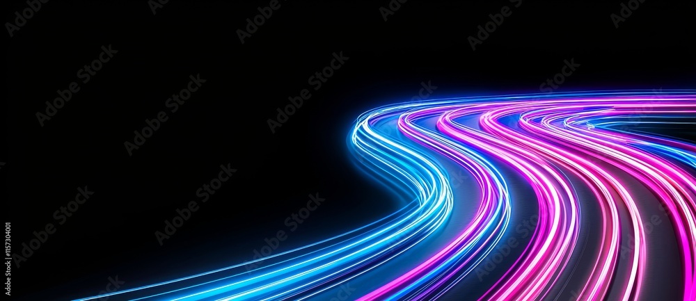 Aufkleber a line of light with a motion blur effect, traveling at the speed of light on a dark background, ill