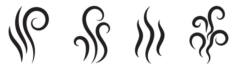 Smoke icon pack. Scent smell vector sign. Fire hot steam icon. Gas or water vapour sign.