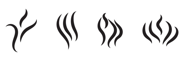 Aromas vaporize icons. Smoke, steam flat line icons.