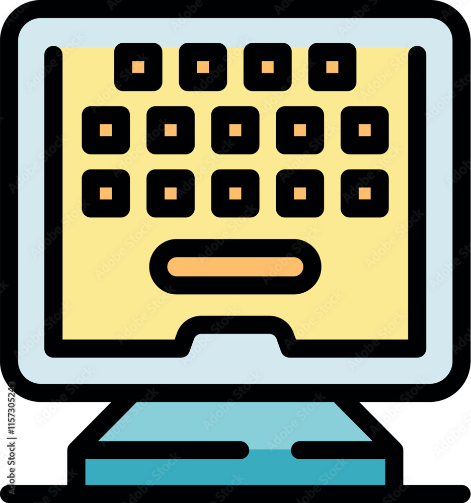 Poster computer screen showing login form with multiple input fields and a submit button, emphasizing onlin