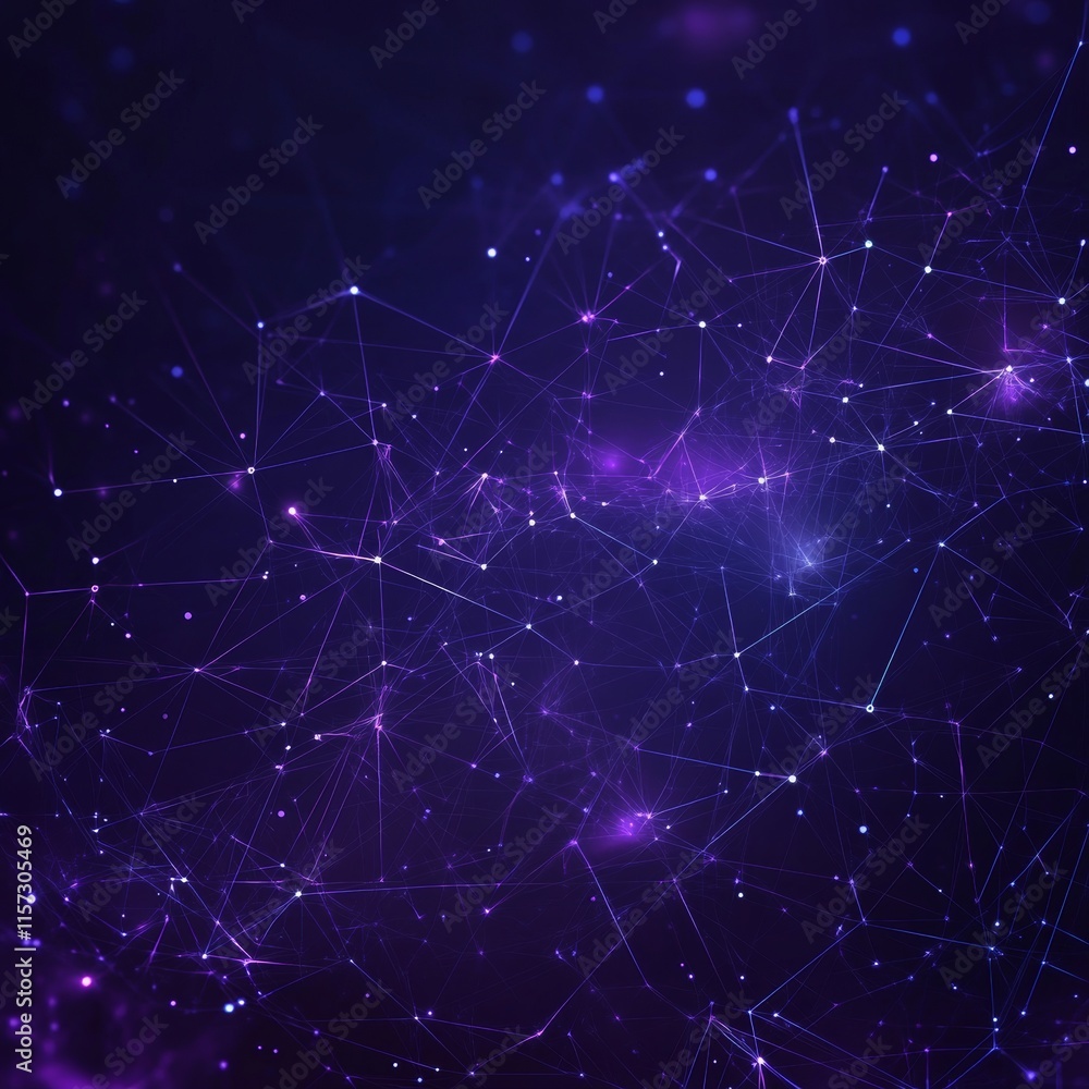 Aufkleber abstract representation of a cosmic network in deep purple hues with twinkling stars and luminous co