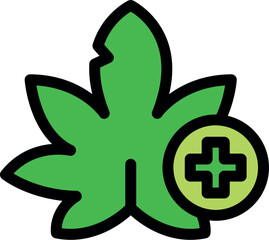 Green cannabis leaf symbolizing medical marijuana and its therapeutic use in healthcare