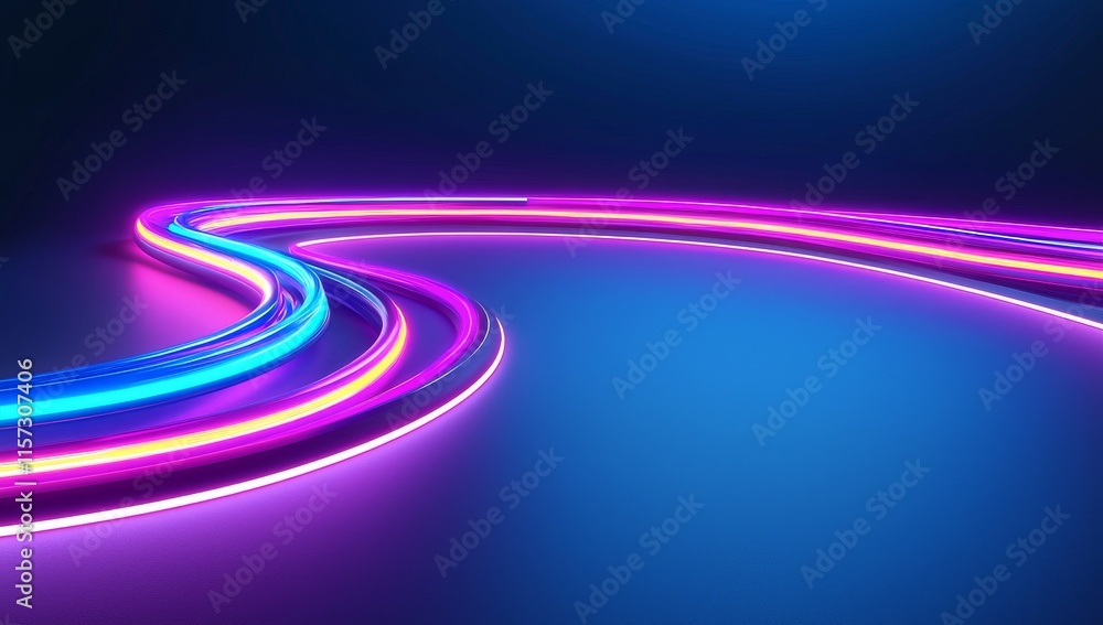 Aufkleber transform abstract neon lights into a digital technology tunnel. a futuristic background with lines 