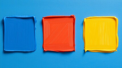 A contemporary abstract painting featuring bright yellow and blue strokes on canvas, created with vibrant and rough brushwork.