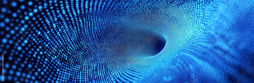 Poster optical illusion of swirling blue patterns creating a vibrant sense of depth and movement captured i