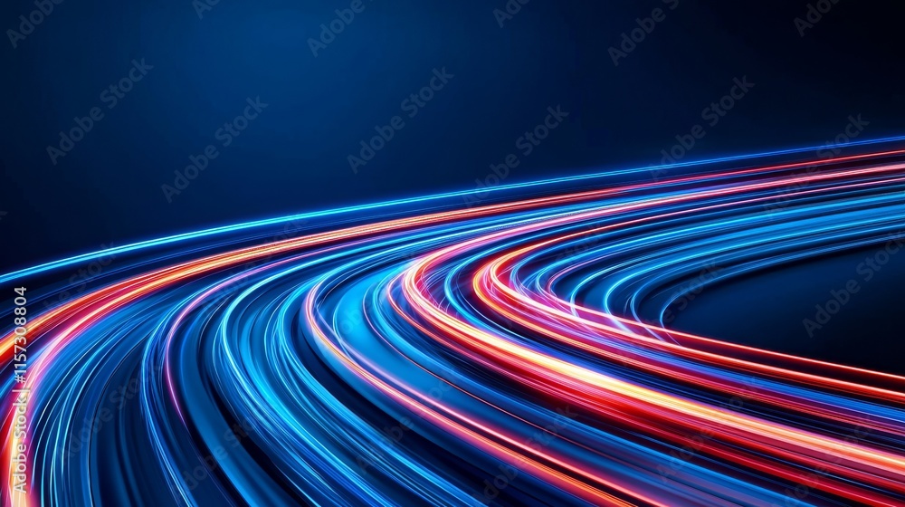 Poster a long exposure shot of blue laser light burst motion on an abstract dark background with glowing bl