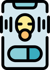 Medical test result is displayed on smartphone screen, featuring sound waves and a capsule symbol, combining technology and healthcare