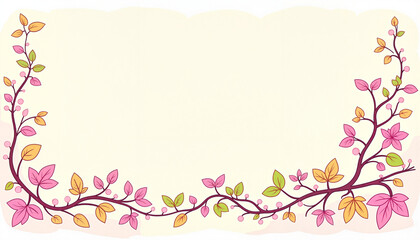 Watercolor illustration with pink and green floral vines