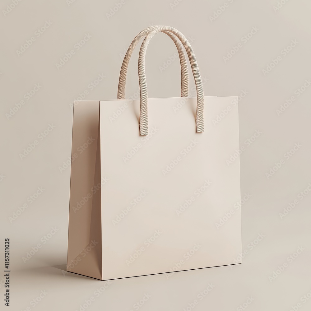 Poster simple and elegant white shopping bag displayed against a neutral background showcasing minimalist d