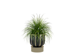 Green Plant Pot on White Background 3D Render