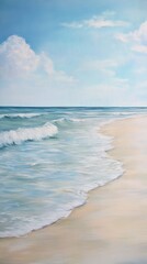 Obraz premium Seafoam and sand: A light-colored beach scene with soft seafoam and gentle waves. HD phone wallpaper.