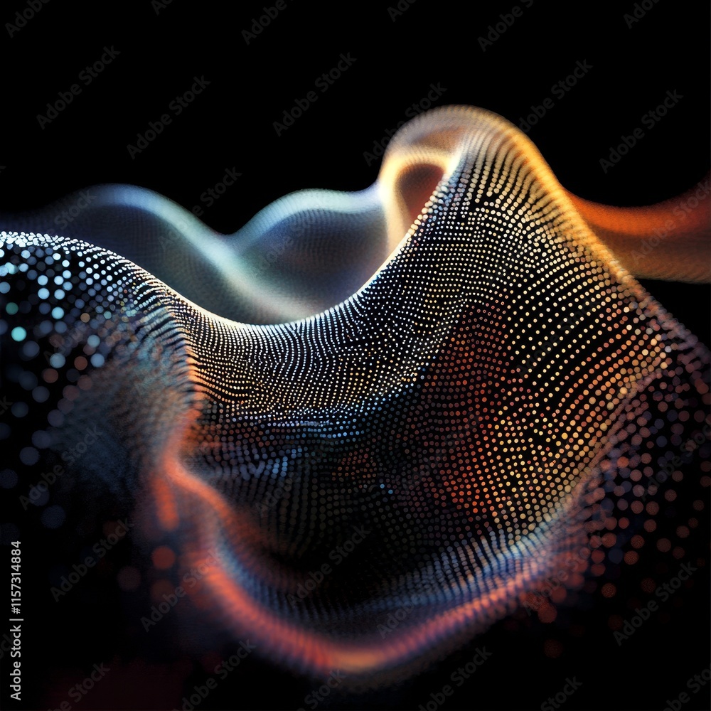 Aufkleber dynamic waves of particles create a mesmerizing display of light and texture against a dark backgrou