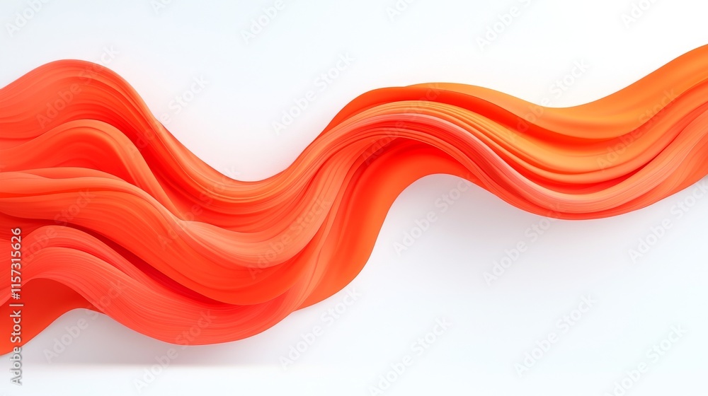 Poster a white backdrop featuring wavy, abstract orange lines resembling waves, symbolizing the concept of 