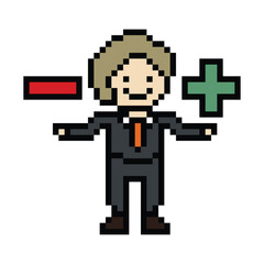 Cartoon cute pixel cartoon 8bit character business man businessman smart work game for decoration business 8 bit male career smart character office work game 8 bit png vector.