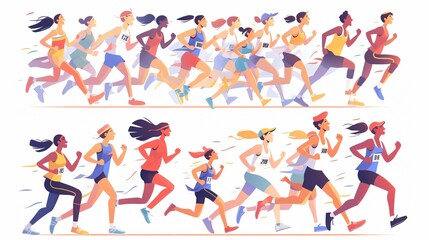 Diverse Group of Active People Running in Hurry