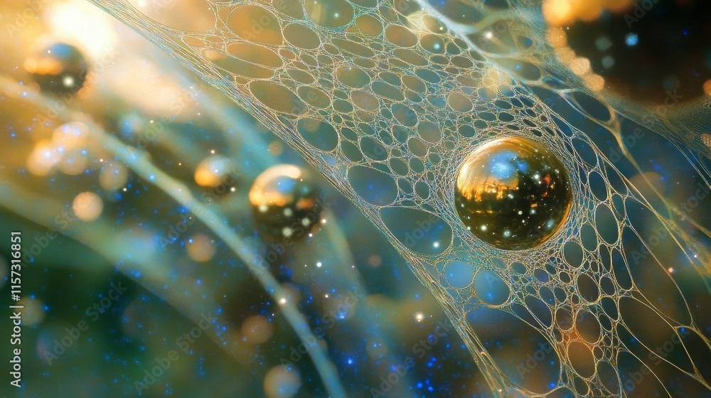 Poster Exploring the Intricate Patterns Formed by Bubbles and Light in a Colorful Abstract Environment