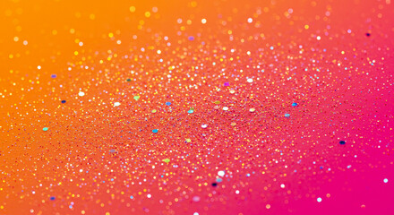Bright gradient backdrop with colorful confetti and sparkles