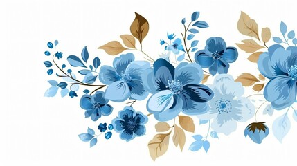 Elegant Vintage Floral Wedding Invitation in Blue Theme