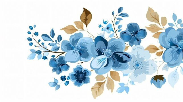 Elegant Vintage Floral Wedding Invitation in Blue Theme