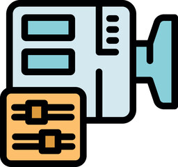 Fototapeta premium Video editing software managing settings and controls, enhancing workflow and creative possibilities for filmmakers and content creators