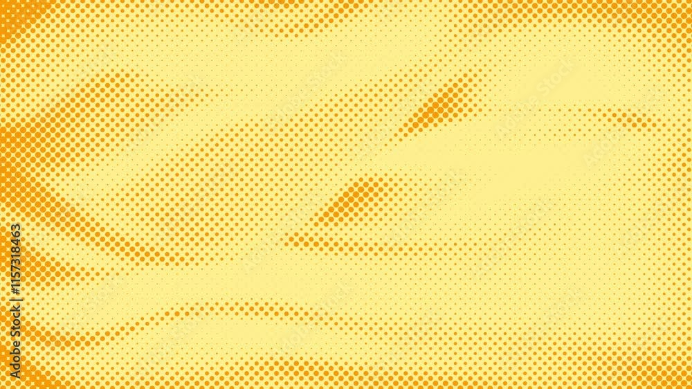 Poster abstract glowing yellow color halftone motion background. moving dots seamless loop. abstract animat